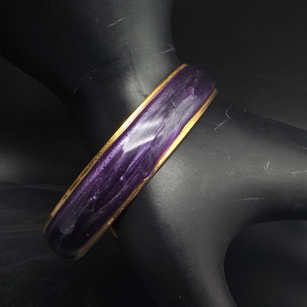 Avon Purple Enamel Bangle Bracelet 1985 Pearlized Vintage Costume Jewelry